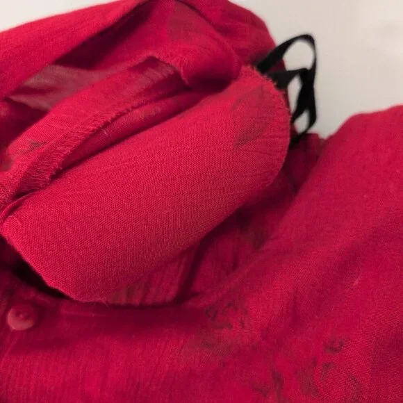 Vintage Sunshine Starshine Floral Rose Maxi Shirt Dress Womens Size 18 Red Rayon - Picture 5 of 11